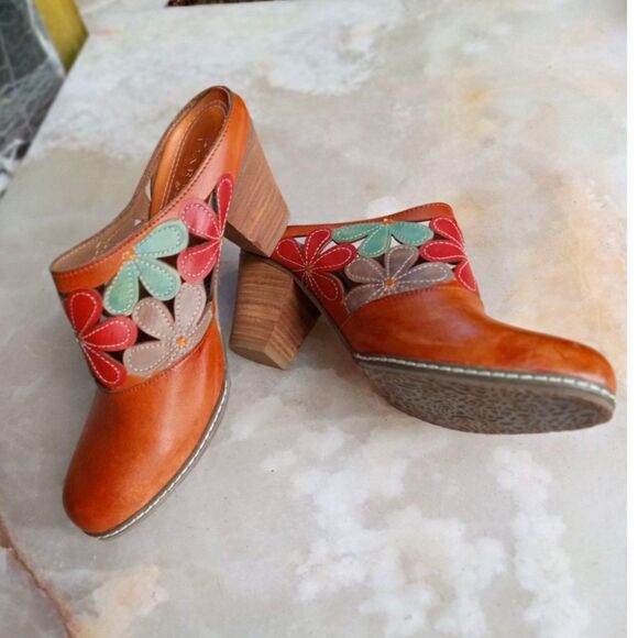 L' Artiste by Spring Step, Tan Leather Helga Mules Size EU 40 - Picture 1 of 10